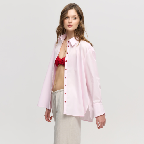 Różowa koszula oversize PINK DESIRE z certyfikowanej bawełny – KOSHU:LE