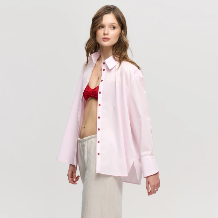 Różowa koszula oversize PINK DESIRE z certyfikowanej bawełny – KOSHU:LE