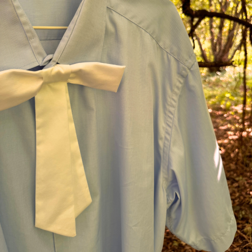Upcyklingowa koszula damska ECOCHIC BlueWhite w paski – z recyklingu męskiej koszuli